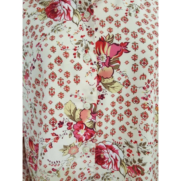 Claudia Richard Floral Silky Blouse Top L Red Rose - Picture 3 of 11